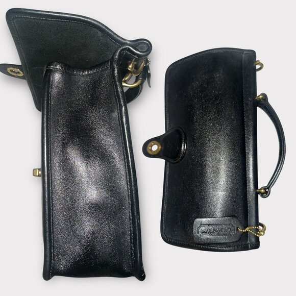 VTG Coach Willis Bag 9927 Black Leather Brass Turnlock Satchel 1994 Costa Rica - Picture 5 of 11